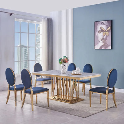 Купить Современный роскошный апартамент из нержавеющей стали из мрамора площадь обеденный стол online manufacture