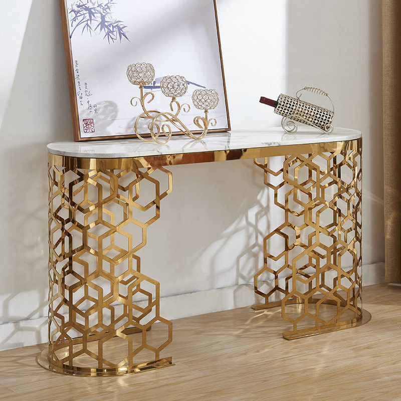 Длинный мраморный входный стол 120 см/150 см